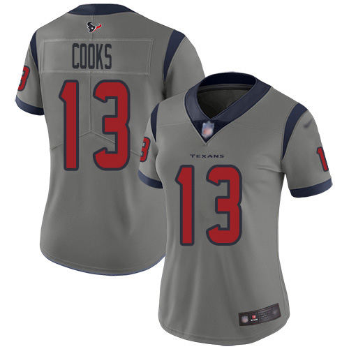 Nike Texans #13 Brandin Cooks Gray Women's Stitched NFL Limited Inverted Legend Jersey
