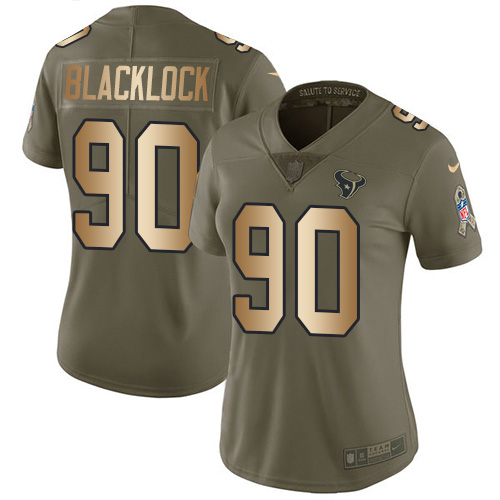 Nike Texans #90 Ross Blacklock Olive/Gold Women's Stitched NFL Limited 2017 Salute To Service Jersey