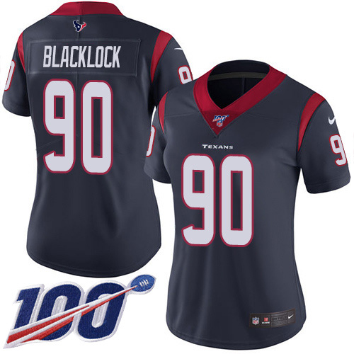 Nike Texans #90 Ross Blacklock Navy Blue Team Color Women's Stitched NFL 100th Season Vapor Untouchable Limited Jersey