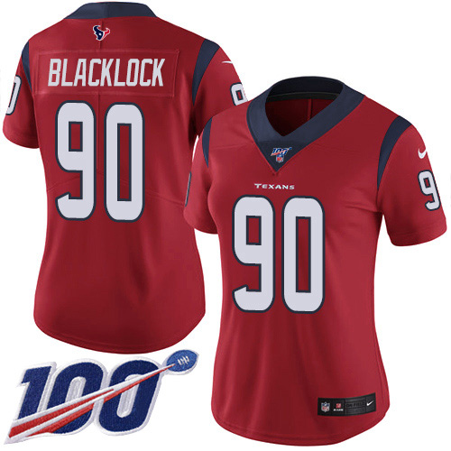 Nike Texans #90 Ross Blacklock Red Alternate Women's Stitched NFL 100th Season Vapor Untouchable Limited Jersey
