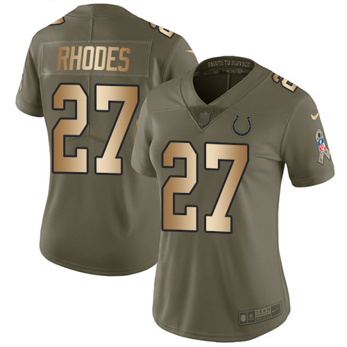 Nike Colts #27 Xavier Rhodes Olive/Gold Women's Stitched NFL Limited 2017 Salute To Service Jersey