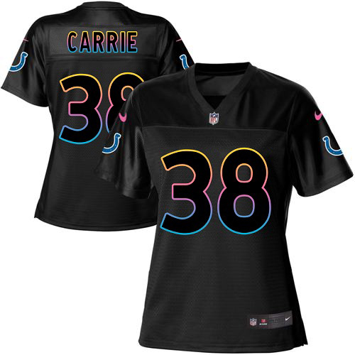 Nike Colts #38 T.J. Carrie Black Women's NFL Fashion Game Jersey