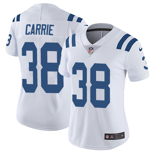 Nike Colts #38 T.J. Carrie White Women's Stitched NFL Vapor Untouchable Limited Jersey