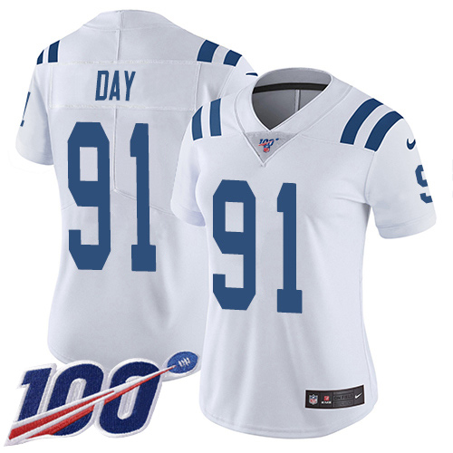 Nike Colts #91 Sheldon Day White Women's Stitched NFL 100th Season Vapor Untouchable Limited Jersey