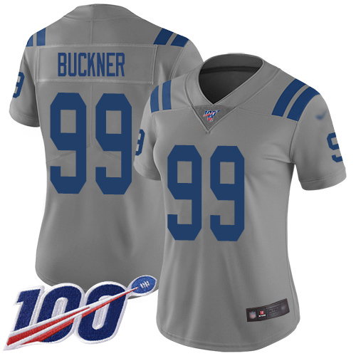 Nike Colts #99 DeForest Buckner Gray Women's Stitched NFL Limited Inverted Legend 100th Season Jersey