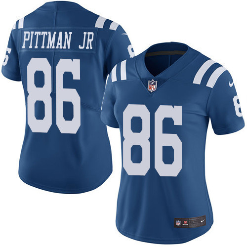 Nike Colts #86 Michael Pittman Jr. Royal Blue Women's Stitched NFL Limited Rush Jersey