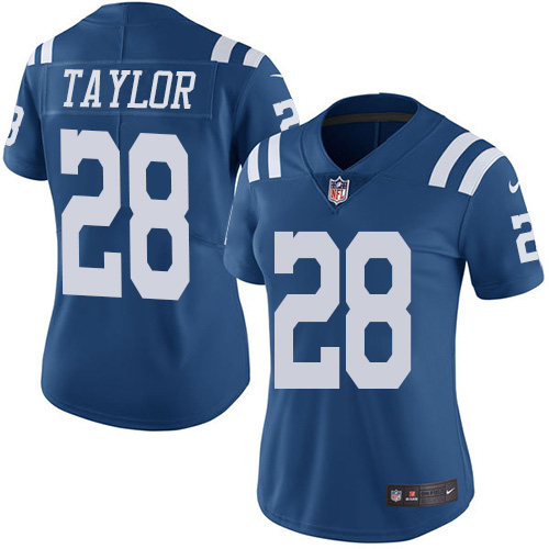 Nike Colts #28 Jonathan Taylor Royal Blue Women's Stitched NFL Limited Rush Jersey