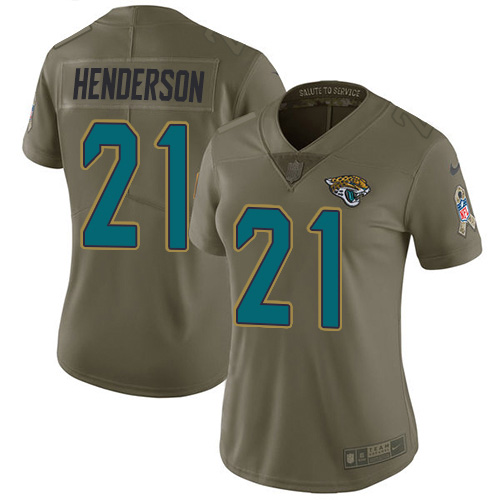 Nike Jaguars #21 C.J. Henderson Olive Women's Stitched NFL Limited 2017 Salute To Service Jersey