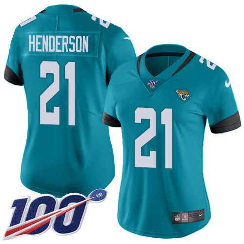 Nike Jaguars #21 C.J. Henderson Teal Green Alternate Women's Stitched NFL 100th Season Vapor Untouchable Limited Jersey