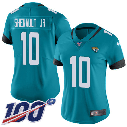 Nike Jaguars #10 Laviska Shenault Jr. Teal Green Alternate Women's Stitched NFL 100th Season Vapor Untouchable Limited Jersey