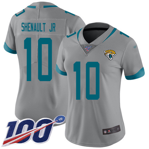 Nike Jaguars #10 Laviska Shenault Jr. Silver Women's Stitched NFL Limited Inverted Legend 100th Season Jersey