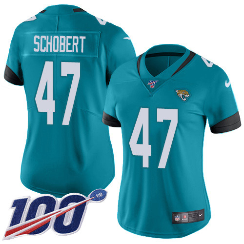 Nike Jaguars #47 Joe Schobert Teal Green Alternate Women's Stitched NFL 100th Season Vapor Untouchable Limited Jersey