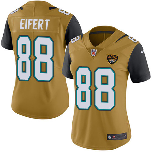 Nike Jaguars #88 Tyler Eifert Gold Women's Stitched NFL Limited Rush Jersey