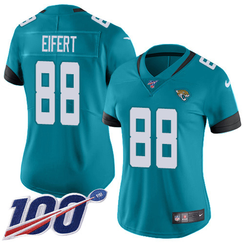 Nike Jaguars #88 Tyler Eifert Teal Green Alternate Women's Stitched NFL 100th Season Vapor Untouchable Limited Jersey