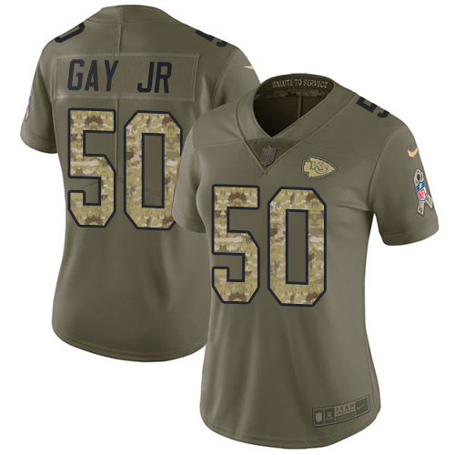 Nike Chiefs #50 Willie Gay Jr. Olive/Camo Women's Stitched NFL Limited 2017 Salute To Service Jersey