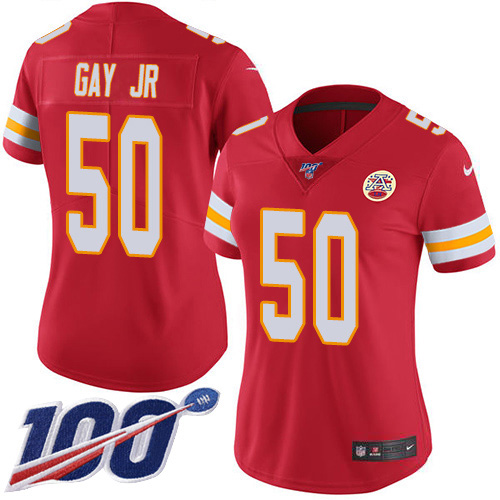 Nike Chiefs #50 Willie Gay Jr. Red Team Color Women's Stitched NFL 100th Season Vapor Untouchable Limited Jersey