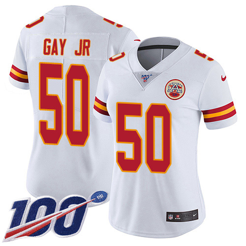 Nike Chiefs #50 Willie Gay Jr. White Women's Stitched NFL 100th Season Vapor Untouchable Limited Jersey