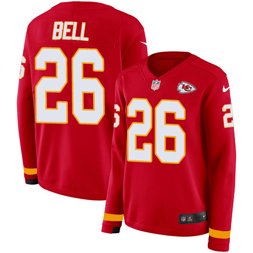 Nike Chiefs #26 Le'Veon Bell Red Team Color Women's Stitched NFL Limited Therma Long Sleeve Jersey