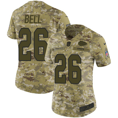 Nike Chiefs #26 Le'Veon Bell Camo Women's Stitched NFL Limited 2018 Salute To Service Jersey
