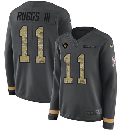 Nike Raiders #11 Henry Ruggs III Anthracite Salute to Service Women's Stitched NFL Limited Therma Long Sleeve Jersey