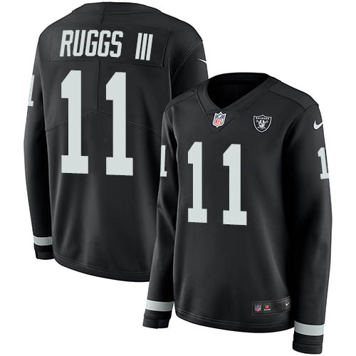 Nike Raiders #11 Henry Ruggs III Black Team Color Women's Stitched NFL Limited Therma Long Sleeve Jersey