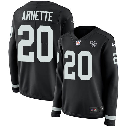 Nike Raiders #20 Damon Arnette Black Team Color Women's Stitched NFL Limited Therma Long Sleeve Jersey