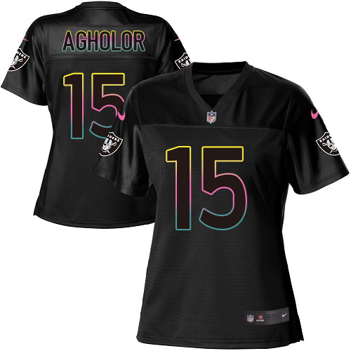 Nike Raiders #15 Nelson Agholor Black Women's NFL Fashion Game Jersey