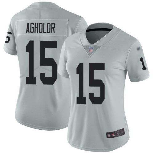 Nike Raiders #15 Nelson Agholor Silver Women's Stitched NFL Limited Inverted Legend Jersey