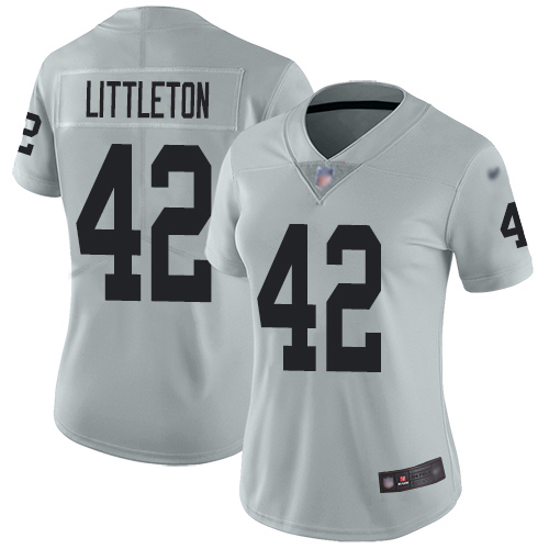 Nike Raiders #42 Cory Littleton Silver Women's Stitched NFL Limited Inverted Legend Jersey