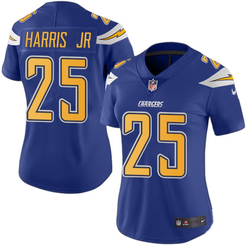 Nike Chargers #25 Chris Harris Jr Electric Blue Women's Stitched NFL Limited Rush Jersey