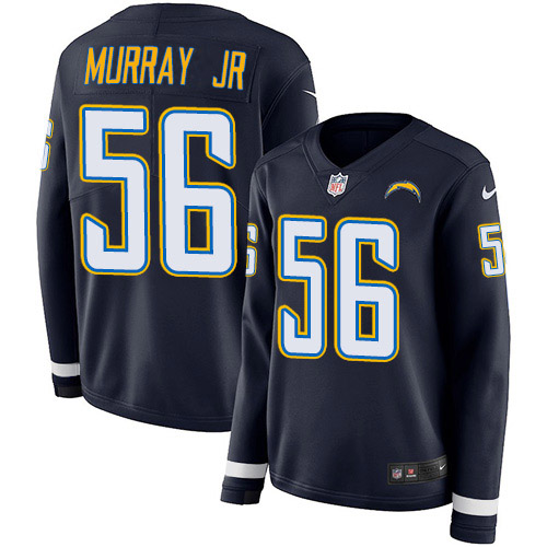 Nike Chargers #56 Kenneth Murray Jr Navy Blue Team Color Women's Stitched NFL Limited Therma Long Sleeve Jersey