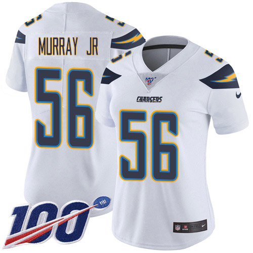 Nike Chargers #56 Kenneth Murray Jr White Women's Stitched NFL 100th Season Vapor Untouchable Limited Jersey