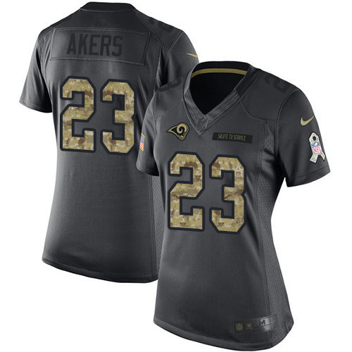 Nike Rams #23 Cam Akers Black Women's Stitched NFL Limited 2016 Salute to Service Jersey