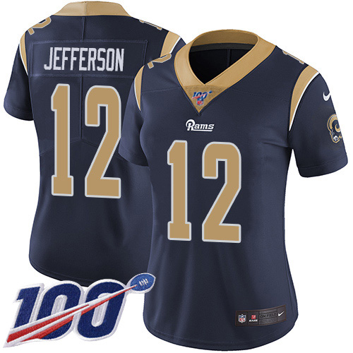 Nike Rams #12 Van Jefferson Navy Blue Team Color Women's Stitched NFL 100th Season Vapor Untouchable Limited Jersey