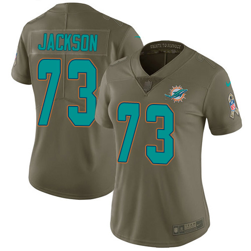 Nike Dolphins #73 Austin Jackson Olive Women's Stitched NFL Limited 2017 Salute To Service Jersey