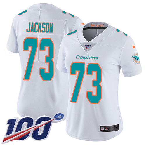 Nike Dolphins #73 Austin Jackson White Women's Stitched NFL 100th Season Vapor Untouchable Limited Jersey
