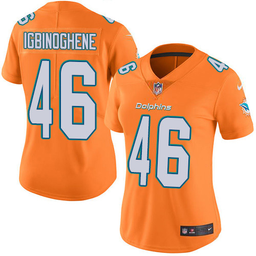 Nike Dolphins #46 Noah Igbinoghene Orange Women's Stitched NFL Limited Rush Jersey