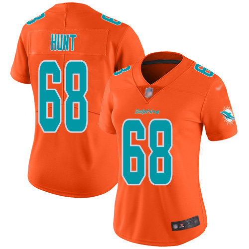 Nike Dolphins #68 Robert Hunt Orange Women's Stitched NFL Limited Inverted Legend Jersey