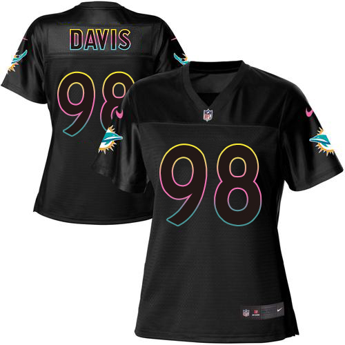 Nike Dolphins #98 Raekwon Davis Black Women's NFL Fashion Game Jersey