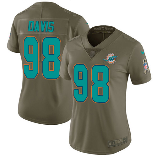 Nike Dolphins #98 Raekwon Davis Olive Women's Stitched NFL Limited 2017 Salute To Service Jersey