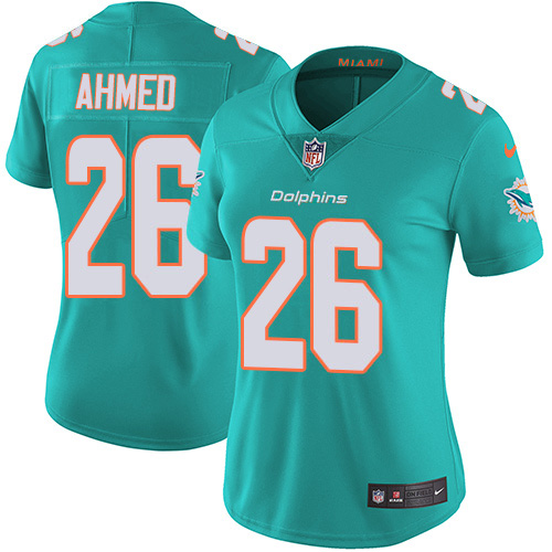 Nike Dolphins #26 Salvon Ahmed Aqua Green Team Color Women's Stitched NFL Vapor Untouchable Limited Jersey