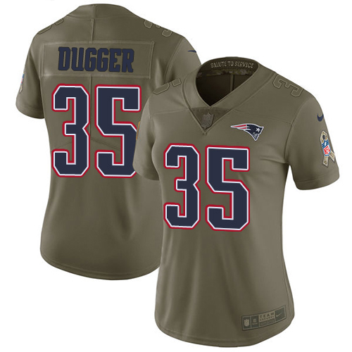 Nike Patriots #35 Kyle Dugger Olive Women's Stitched NFL Limited 2017 Salute To Service Jersey