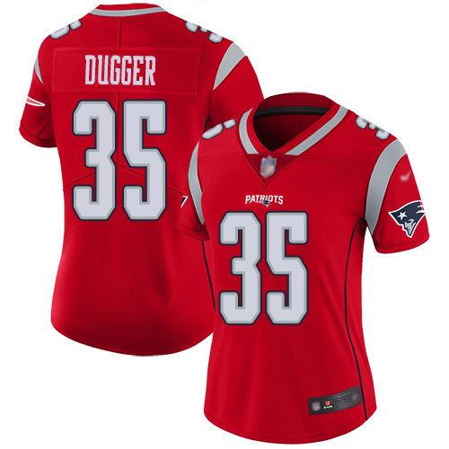 Nike Patriots #35 Kyle Dugger Red Women's Stitched NFL Limited Inverted Legend Jersey