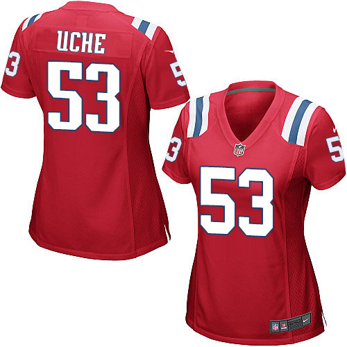 Nike Patriots #53 Josh Uche Red Alternate Women's Stitched NFL Elite Jersey