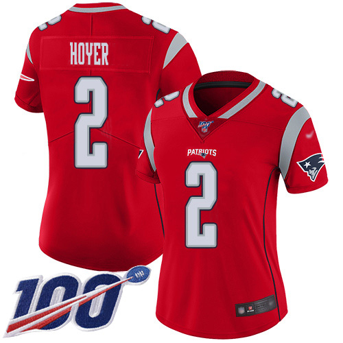 Nike Patriots #2 Brian Hoyer Red Women's Stitched NFL Limited Inverted Legend 100th Season Jersey
