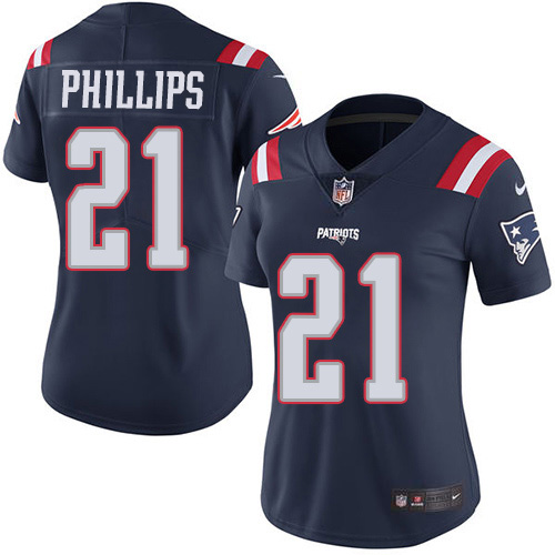 Nike Patriots #21 Adrian Phillips Navy Blue Women's Stitched NFL Limited Rush Jersey