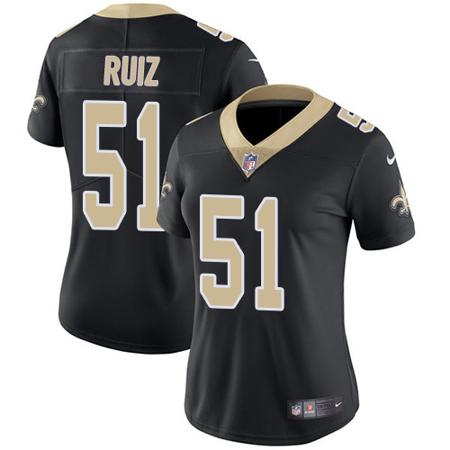 Nike Saints #51 Cesar Ruiz Black Team Color Women's Stitched NFL Vapor Untouchable Limited Jersey