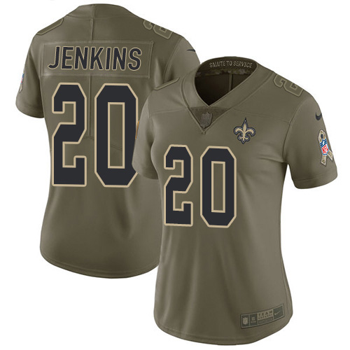 Nike Saints #20 Janoris Jenkins Olive Women's Stitched NFL Limited 2017 Salute To Service Jersey
