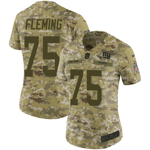 Nike Giants #75 Cameron Fleming Camo Women's Stitched NFL Limited 2018 Salute To Service Jersey