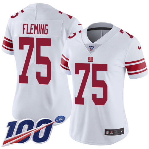 Nike Giants #75 Cameron Fleming White Women's Stitched NFL 100th Season Vapor Untouchable Limited Jersey